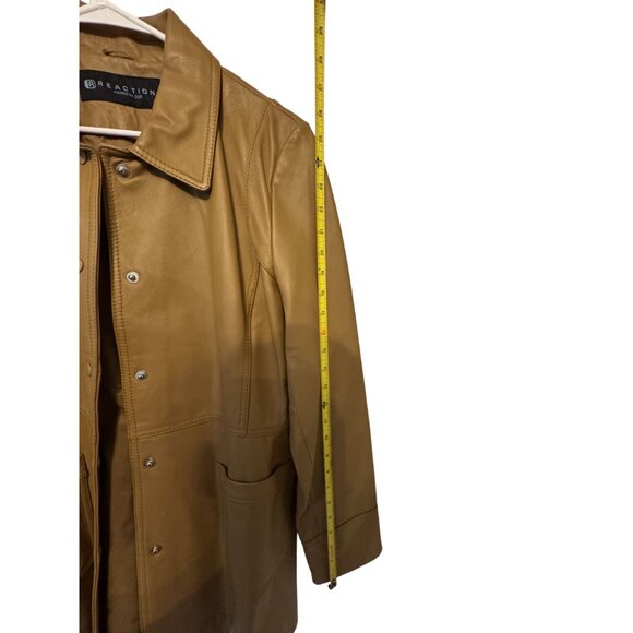 Reaction Kenneth Coal G.III Apparel Womens Tan Leather Coat Size L - Picture 11 of 11